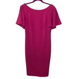 Calvin Klein Capelet butterfly sleeve Sheath Scoop Neck Dress Size 10